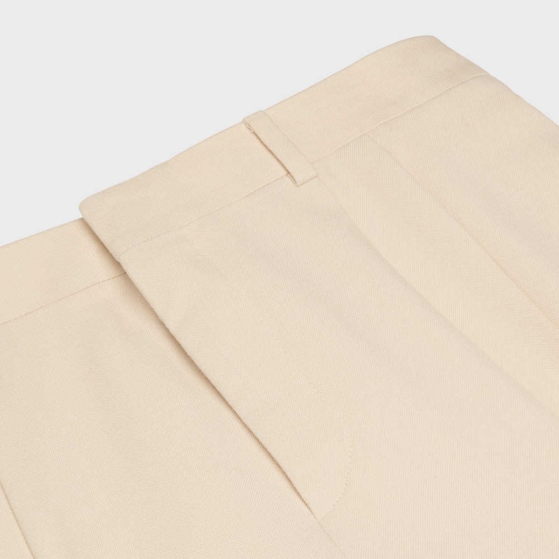 Ivory Celine Jude double-pleated in silk Panama Pants | CL-592738