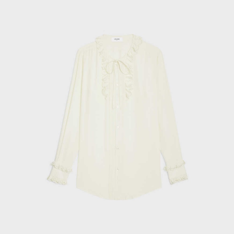 Ivory Celine romy in silk crepe and acetate Shirts | CL-592814