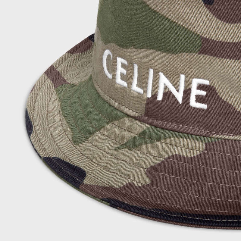 KAKI MILITAIRE Celine embroidered bucket in camouflage cotton Hat | CL-591711