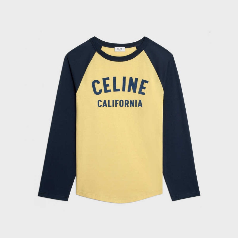 LEMON PIE / BLEU NUIT Celine california 70 s in cotton jersey T-shirts | CL-592811