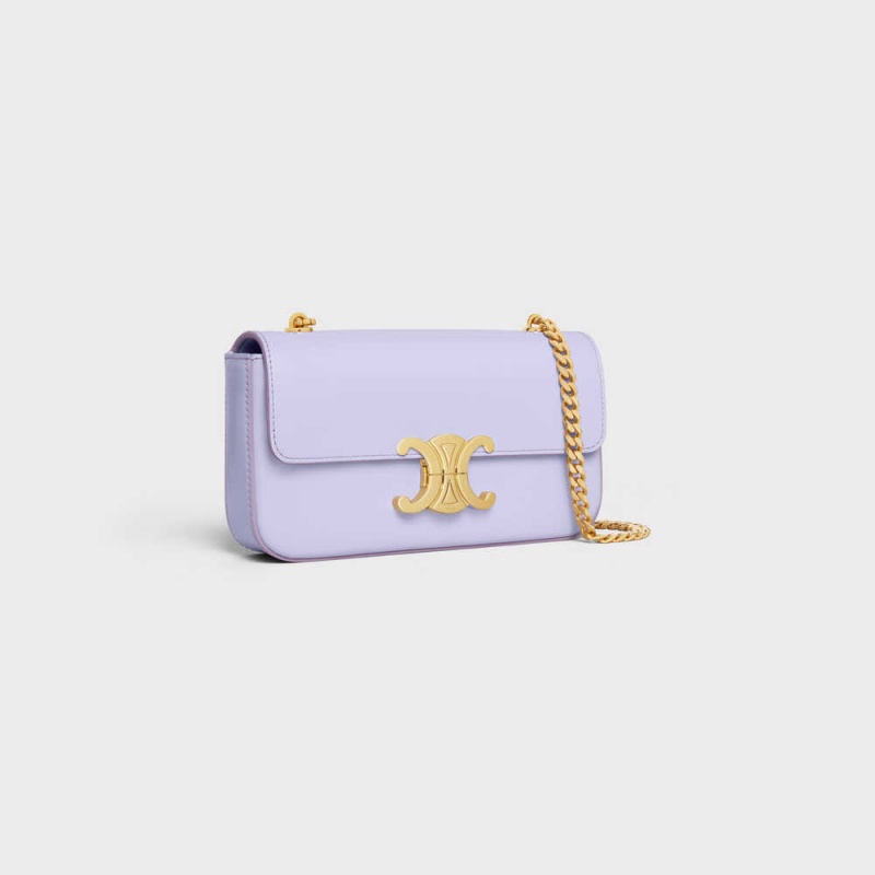 Light Lavender Celine CHAIN SHOULDER BAG in shiny calfskin Triomphe | CL-593232