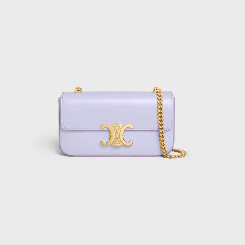 Light Lavender Celine CHAIN SHOULDER BAG in shiny calfskin Triomphe | CL-593232