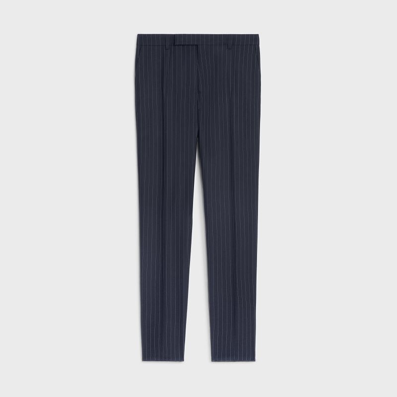 MARINE/CRAIE Celine classic in striped cashmere wool Trousers | CL-592025