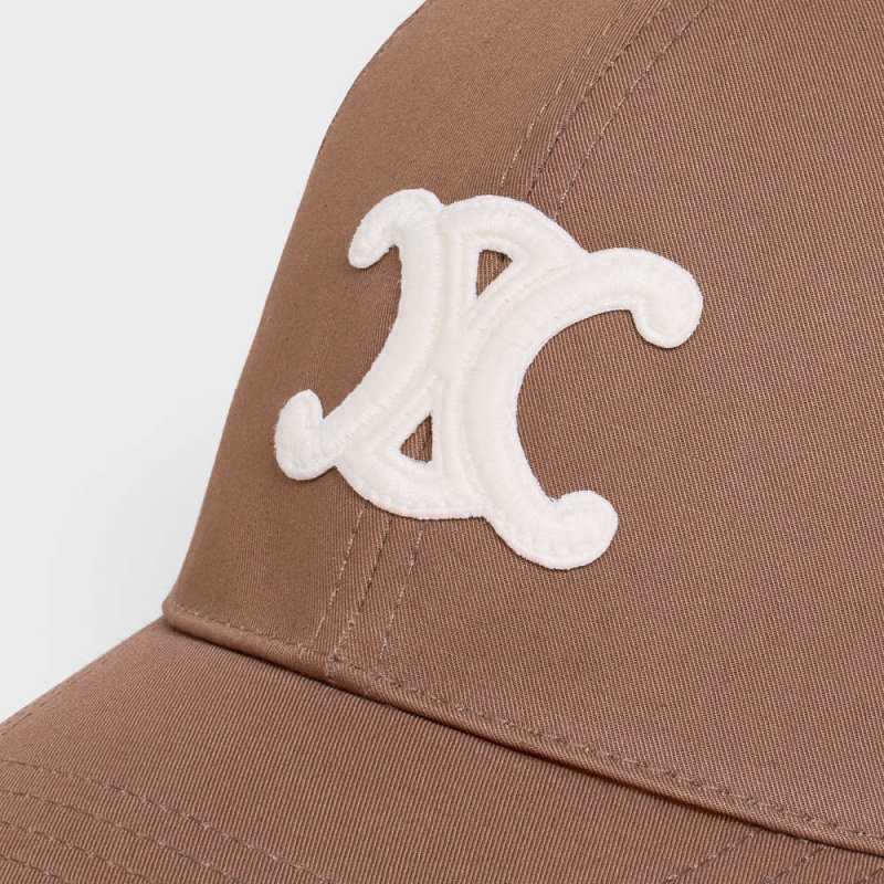 MARRON GLACE Celine TRIOMPHE BASEBALL IN COTTON Cap | CL-592353