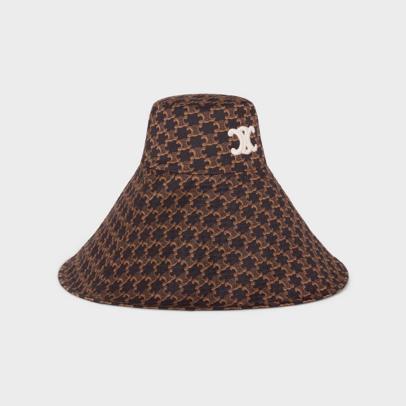 Marron / Caramel Celine TRIOMHE IN MONOGRAM COTTON Hat | CL-592342