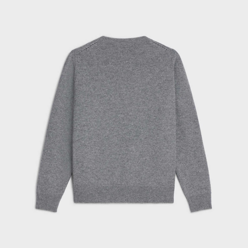 Medium grey Celine TRIOMPHE V-NECK IN HERITAGE CASHMERE Knitwear | CL-592704