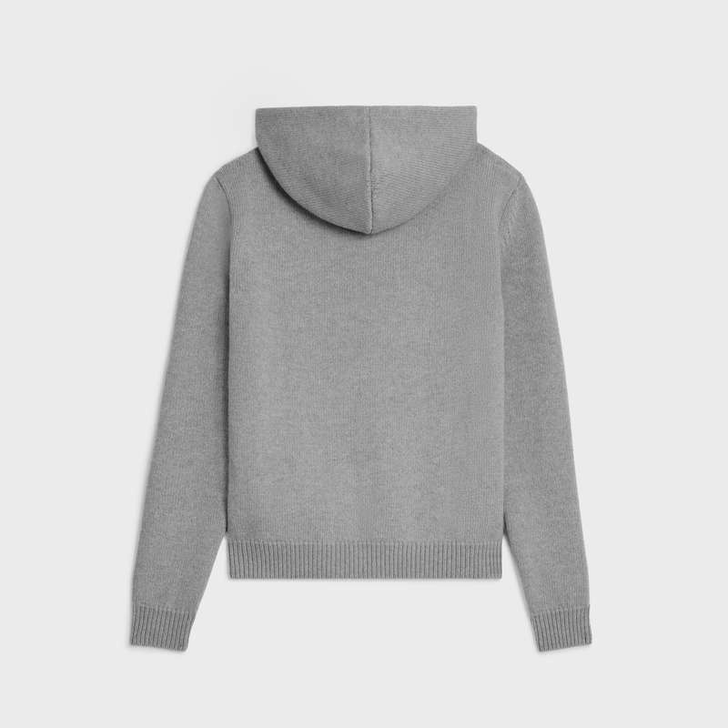 Medium grey Celine triomphe hooded in wool and cashmere Sweatshirts | CL-592114