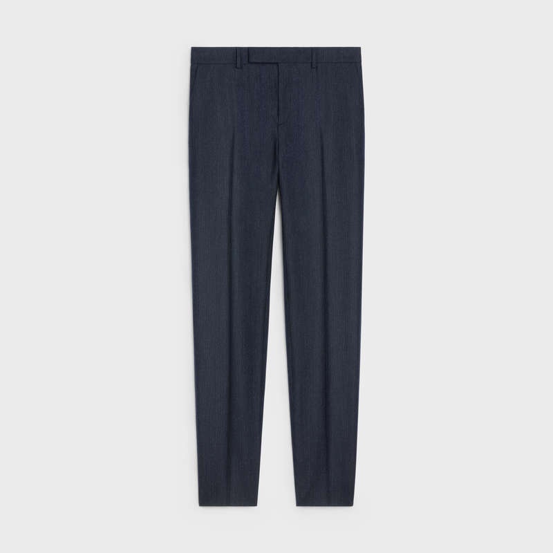 NAVY/CRAIE Celine CLASSIC STRIPED FLANNEL Trousers | CL-592026