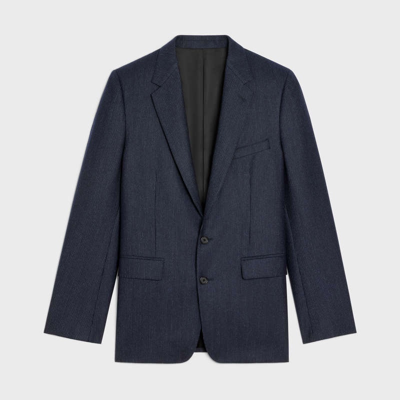 NAVY/CRAIE Celine classic in striped flannel Jackets | CL-591983