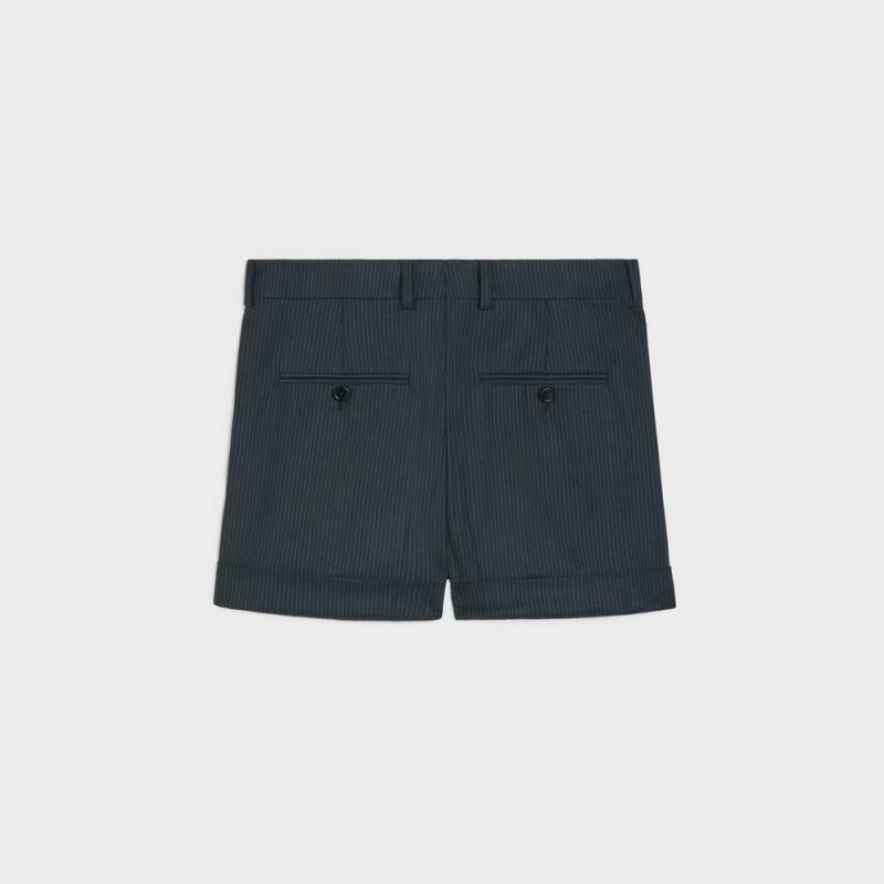 NAVY/CRAIE Celine skate in striped wool Shorts | CL-592740