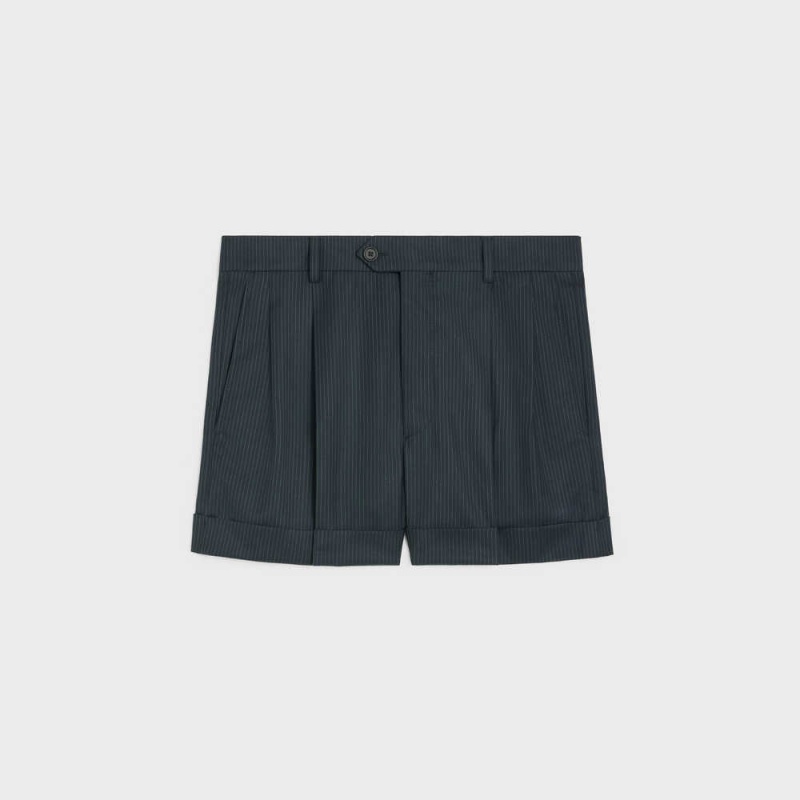 NAVY/CRAIE Celine skate in striped wool Shorts | CL-592740