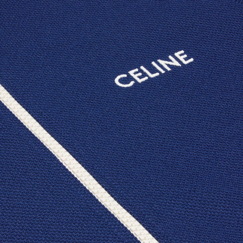 NAVY/OFF WHITE Celine cropped tracksuit in texturized jersey Jackets | CL-592677