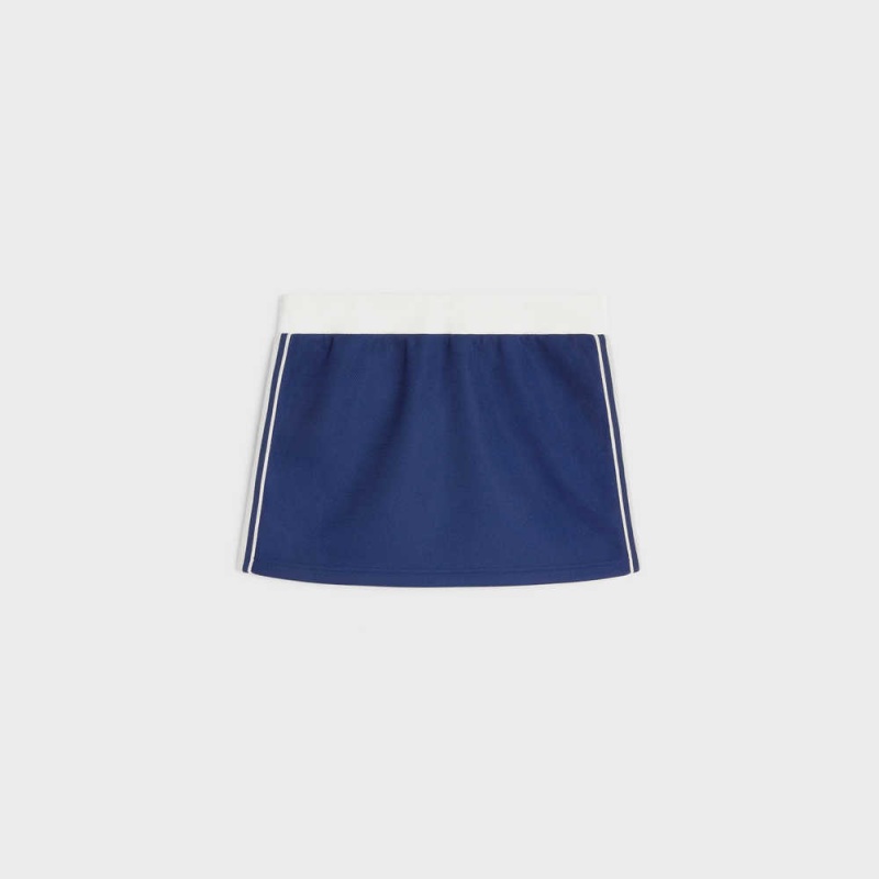 NAVY/OFF WHITE Celine mini in texturized jersey Skirts | CL-592884