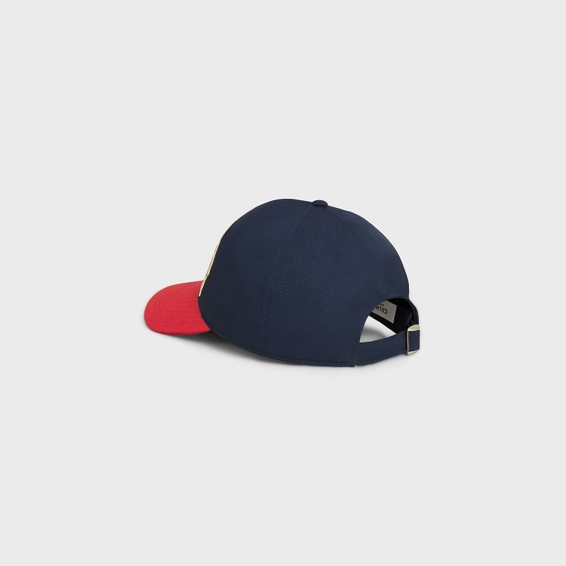 NAVY / RED Celine college baseball in cotton Cap | CL-591702