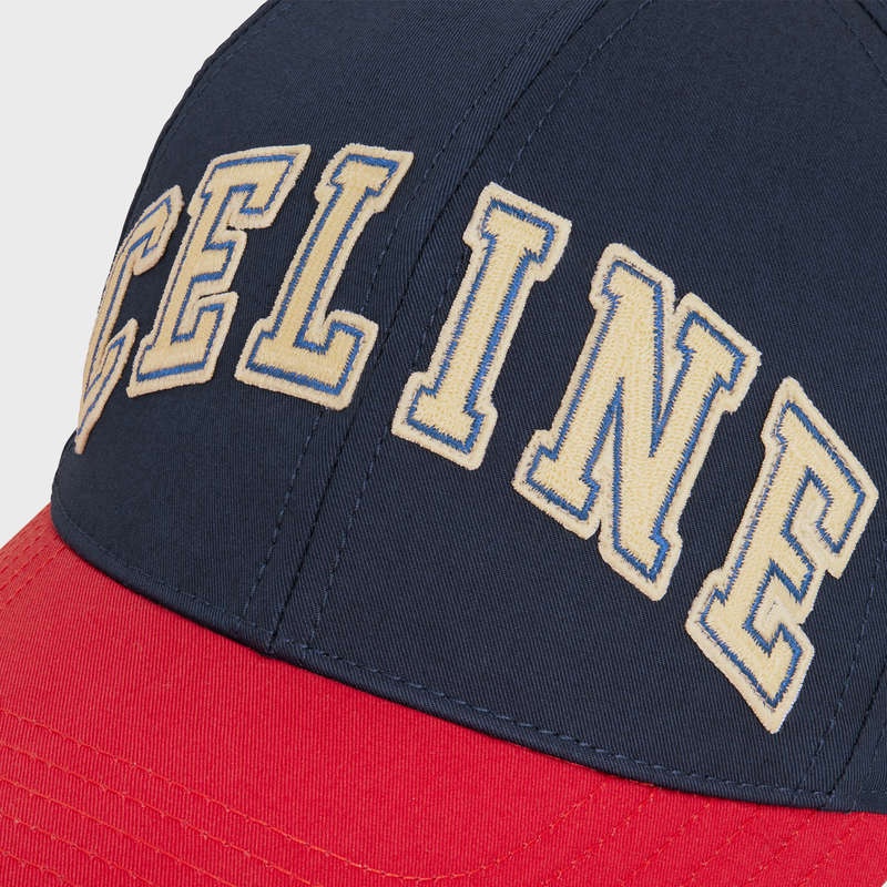 NAVY / RED Celine college baseball in cotton Cap | CL-591702