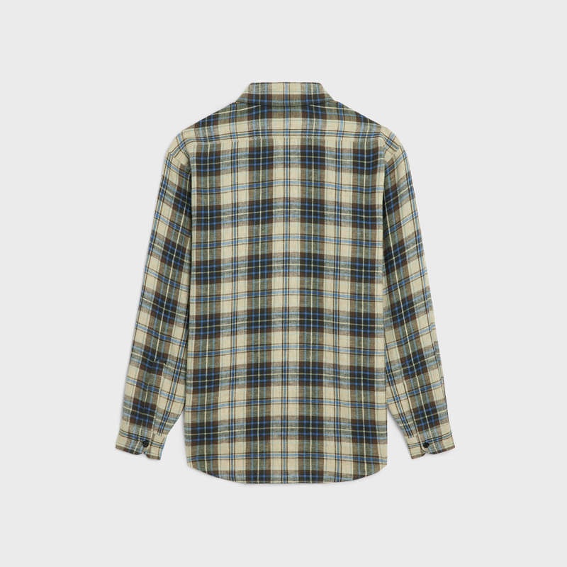 Natural / Beige Celine loose in checked cotton Shirts | CL-592161