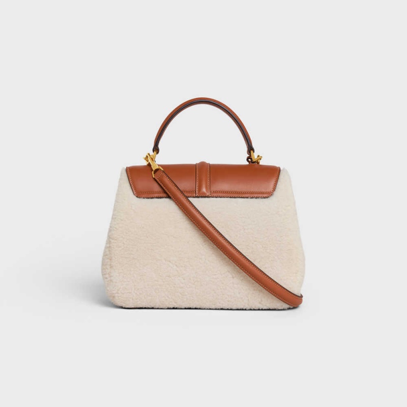 Natural / Tan Celine Small Bag in SHEARLING AND natural CALFSKIN 16 | CL-593277