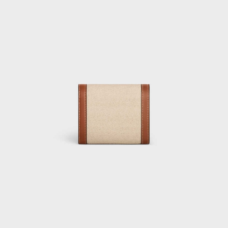 Natural / Tan Celine Small TRIOMPHE in textile and calfskin Wallets | CL-592976