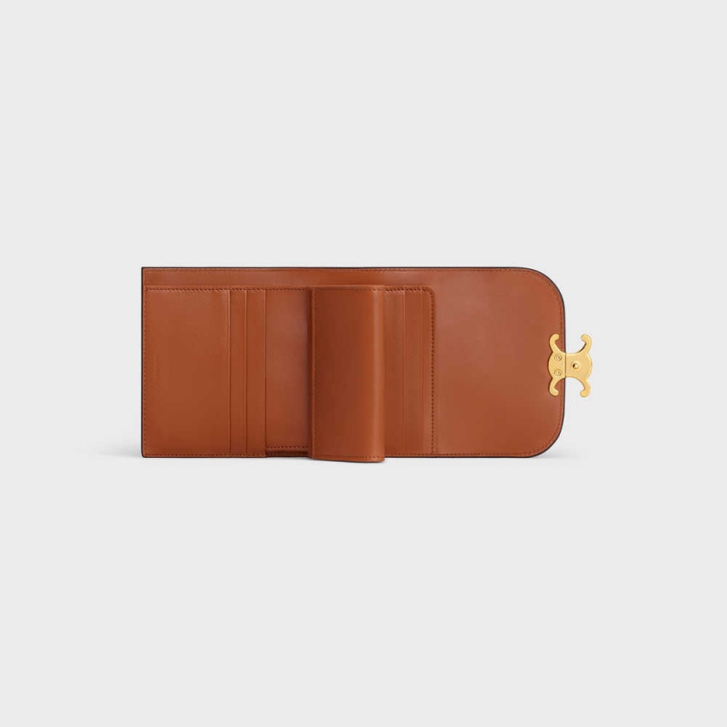 Natural / Tan Celine Small TRIOMPHE in textile and calfskin Wallets | CL-592976