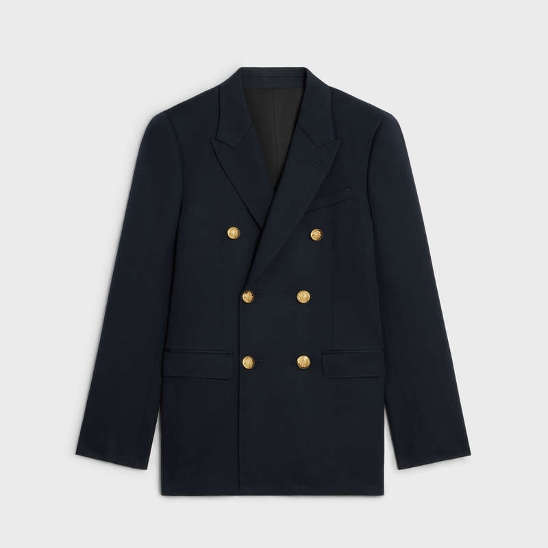 Navy Celine CLASSIC IN DIAGONAL WOOL Jackets | CL-591992