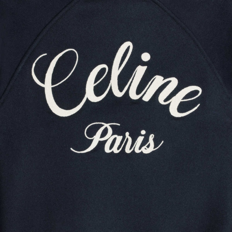 Navy Celine Hooded Teddy in double face cashmere Jackets | CL-592679