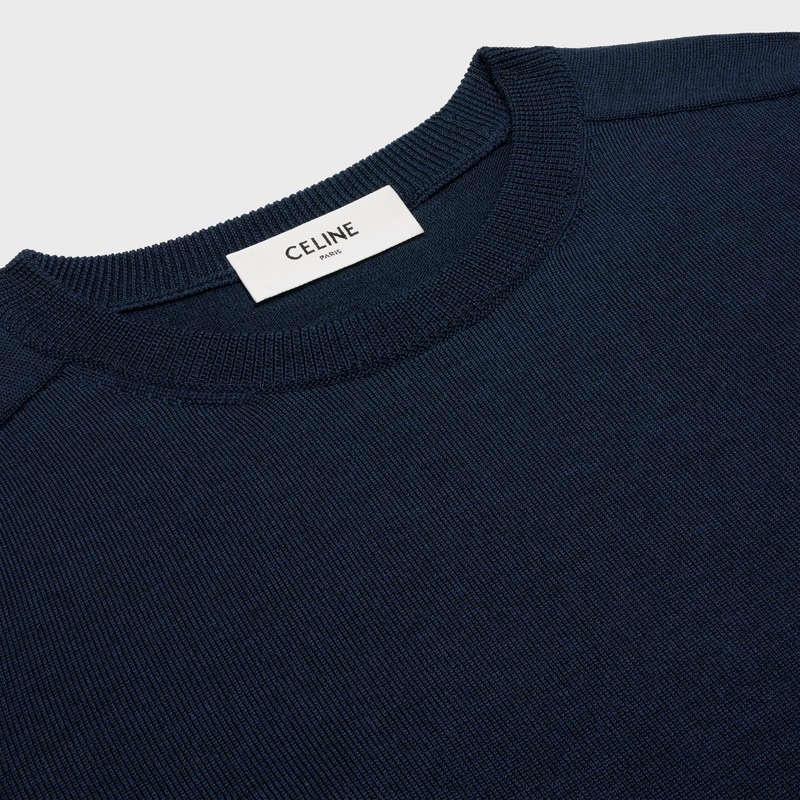 Navy Celine triomphe crew neck in wool Knitwear | CL-592096