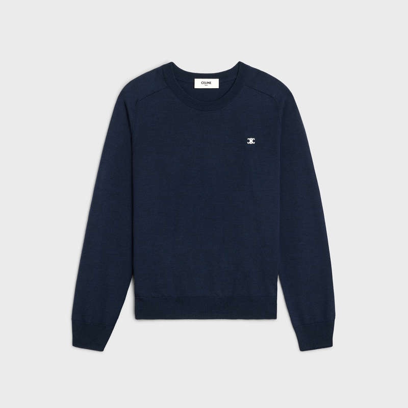 Navy Celine triomphe crew neck in wool Knitwear | CL-592096