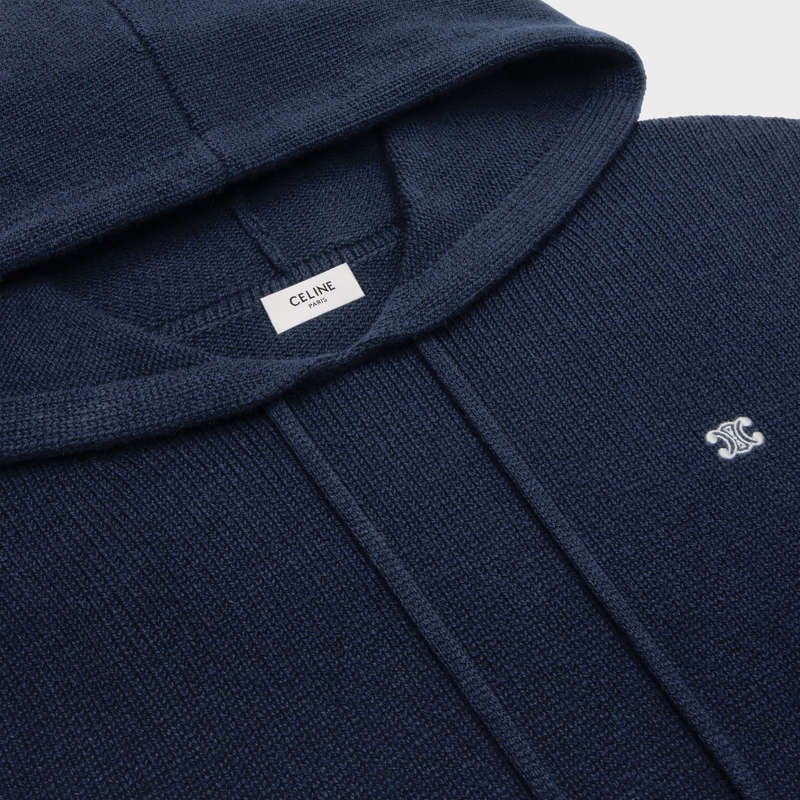 Navy Celine triomphe hooded in cashmere wool Sweatshirts | CL-592113