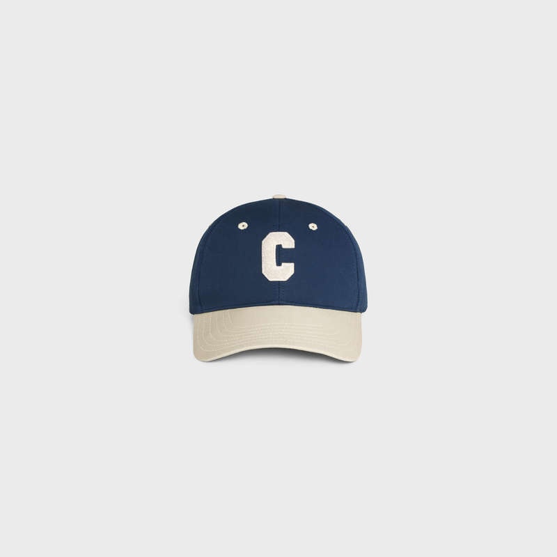 Navy / Beige Celine INITIAL BASEBALL IN COTTON Cap | CL-591700