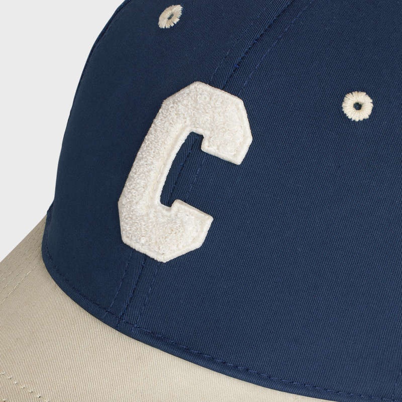 Navy / Beige Celine INITIAL BASEBALL IN COTTON Cap | CL-591700