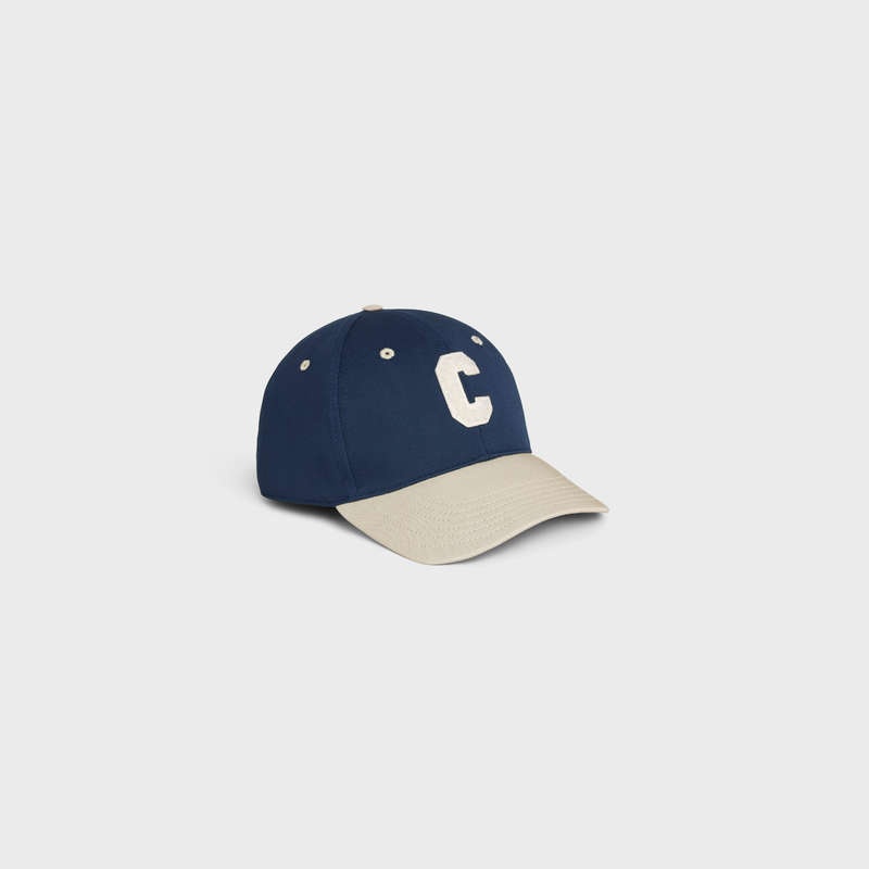 Navy / Beige Celine INITIAL BASEBALL IN COTTON Cap | CL-591700