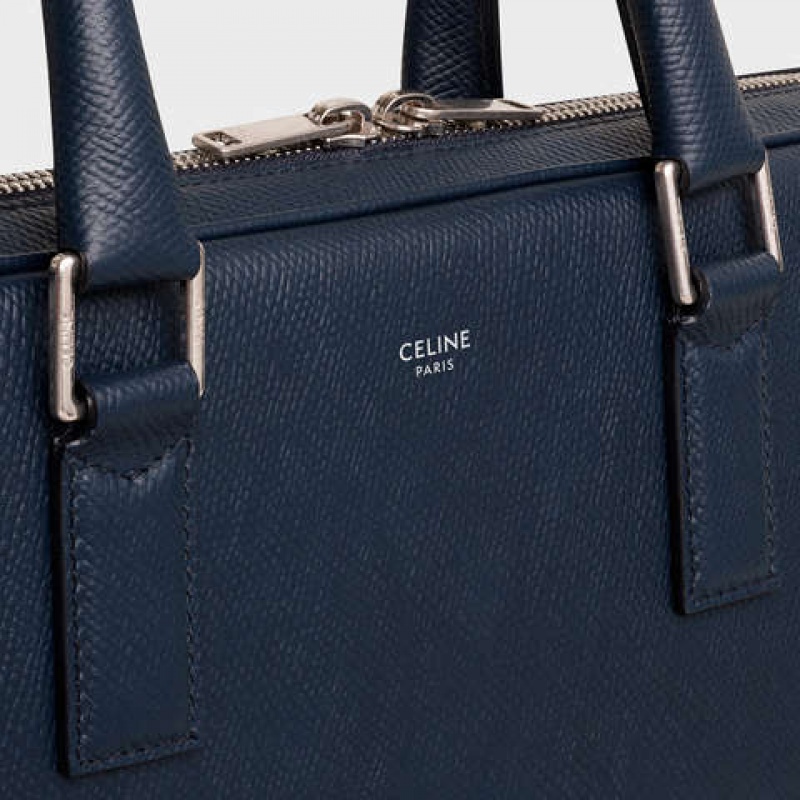 Navy blue Celine Medium Briefcase in Grained Calfskin Business | CL-591828