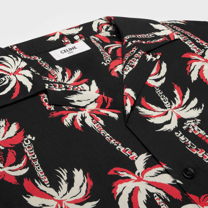 Noir/Ecru/Rouge Celine hawaiian in printed viscose Shirts | CL-592143