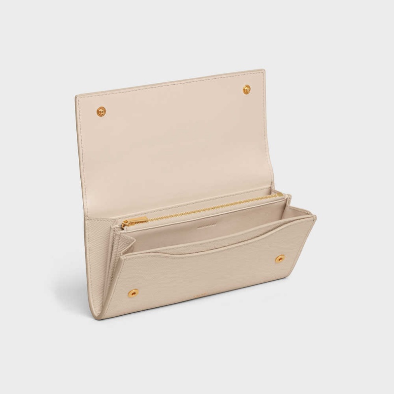 Nude Celine Large flap in Grained calfskin Wallets | CL-592996