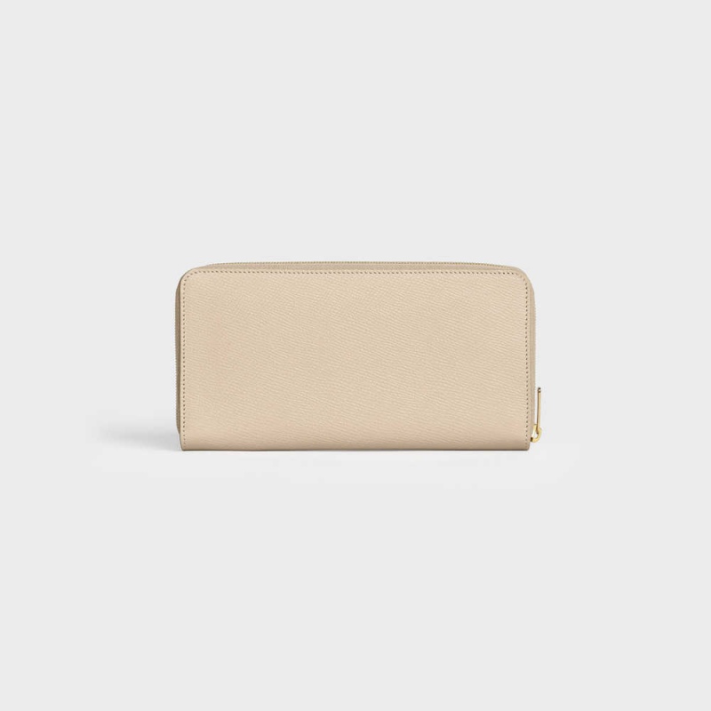 Nude Celine Large zipped in Grained calfskin Wallets | CL-593001