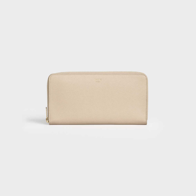 Nude Celine Large zipped in Grained calfskin Wallets | CL-593001