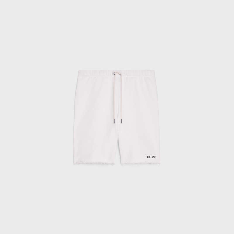 OFF WHITE / BLACK Celine embroidered in cotton fleece Shorts | CL-592076