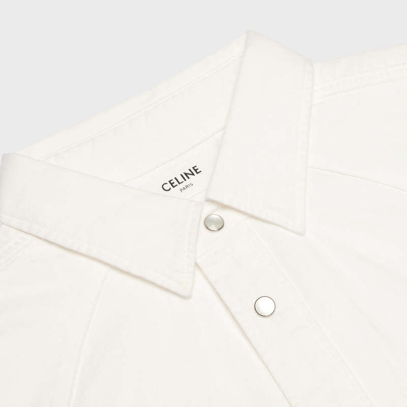 OPTIC WHITE WASH Celine WESTERN IN OPTIC WASH DENIM Shirts | CL-592155