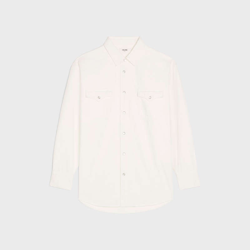 OPTIC WHITE WASH Celine WESTERN IN OPTIC WASH DENIM Shirts | CL-592155