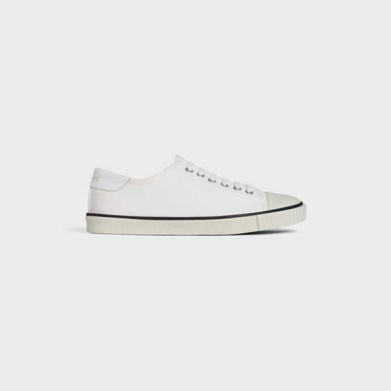 Off White Celine Blank Low Lace Up with Toe in Canvas and Calfskin Sneakers | CL-592555