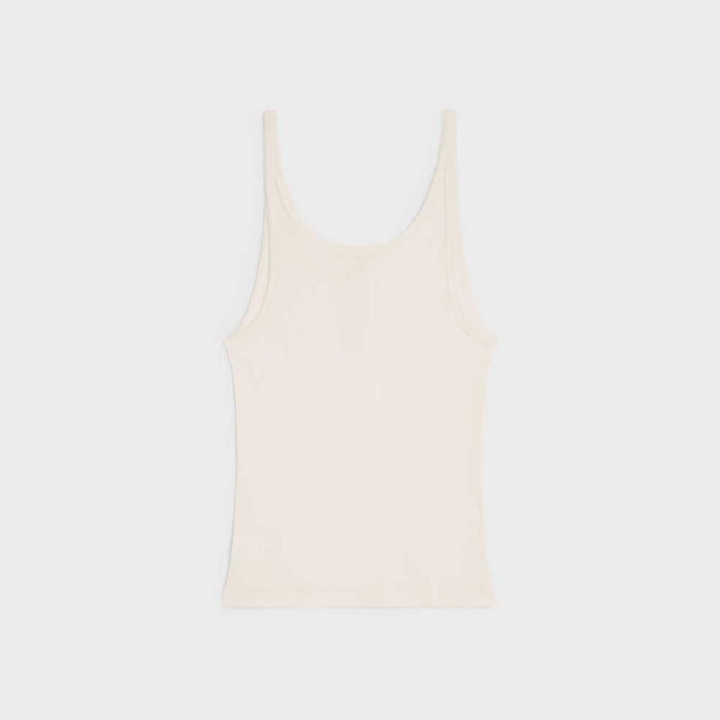 Off White Celine Buttoned tank in ribbed silk jersey Sweatshirts | CL-592797