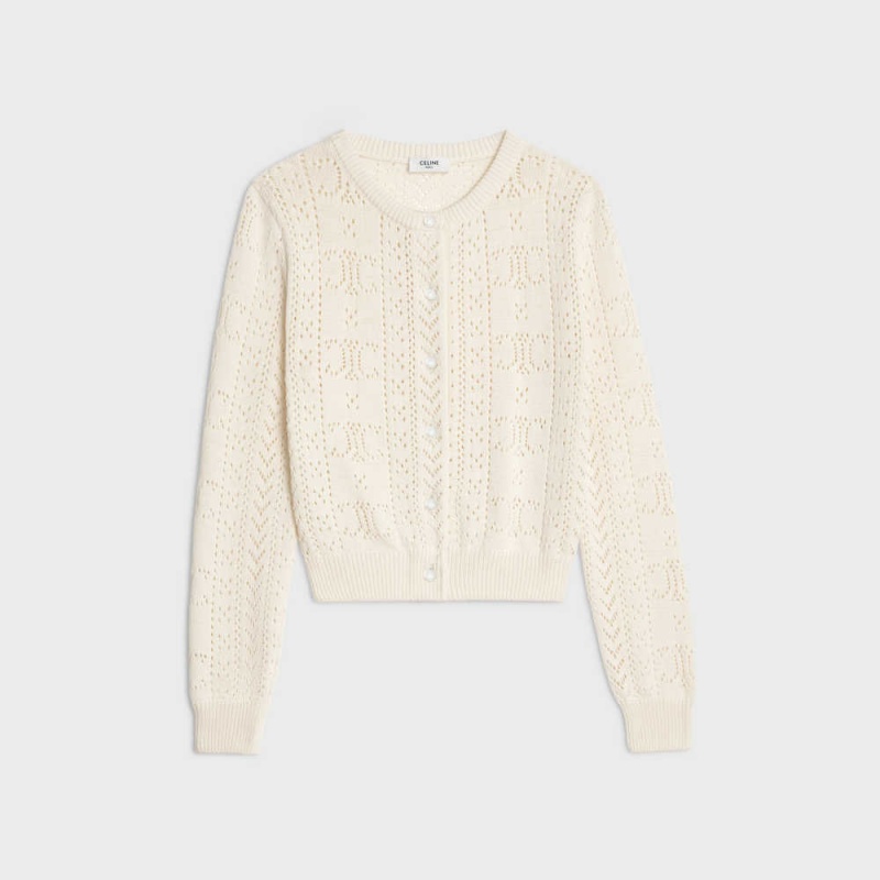 Off White Celine cardigan in triomphe cotton pointelle Knitwear | CL-592691