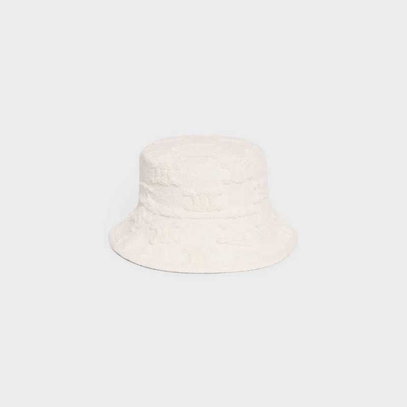 Off White Celine triomphe bucket in cotton bouclé Hat | CL-592348