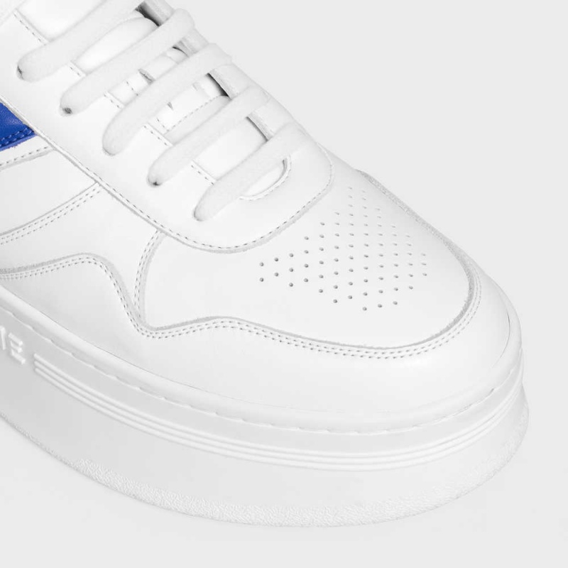 Optic White/Blue Celine BLOCK SNEAKERS WITH WEDGE in CALFSKIN Sneakers | CL-592548