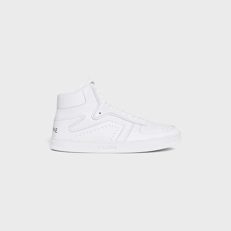 Optic White Celine C01 Z TRAINER HIGH in CALFSKIN Sneakers | CL-591911