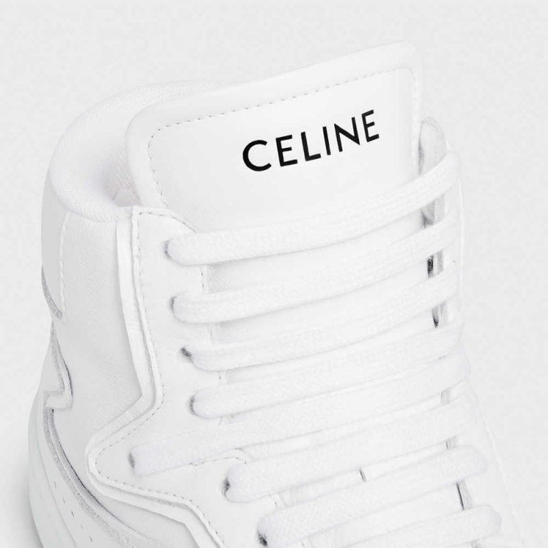 Optic White Celine C01 Z TRAINER HIGH in CALFSKIN Sneakers | CL-592541