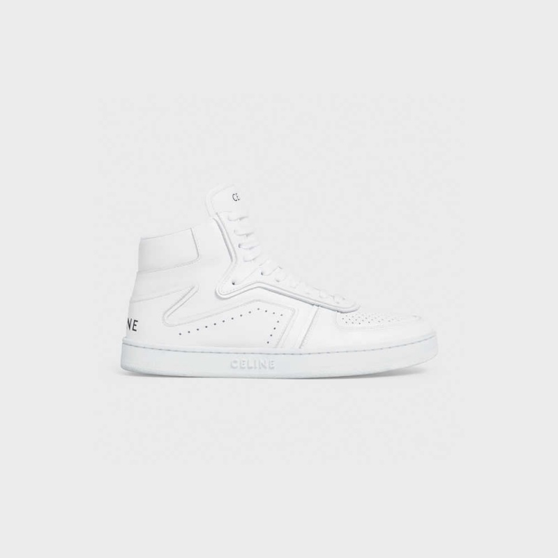 Optic White Celine C01 Z TRAINER HIGH in CALFSKIN Sneakers | CL-592541