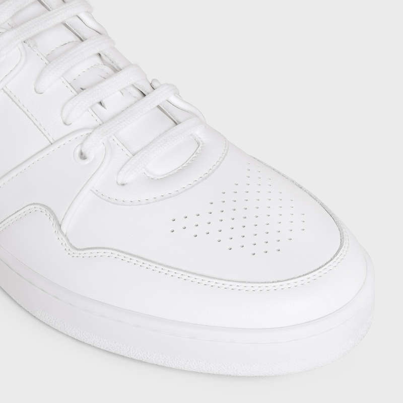 Optic White Celine C04 TRAINER LOW LACE-UP in CALFSKIN Sneakers | CL-591906