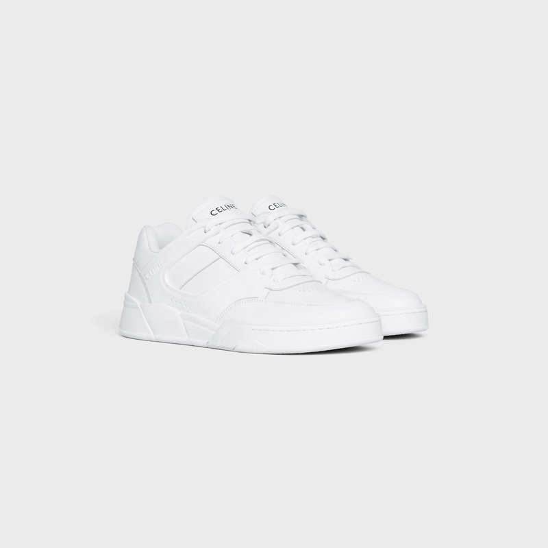 Optic White Celine C07 TRAINER LOW LACE-UP in CALFSKIN Sneakers | CL-591900