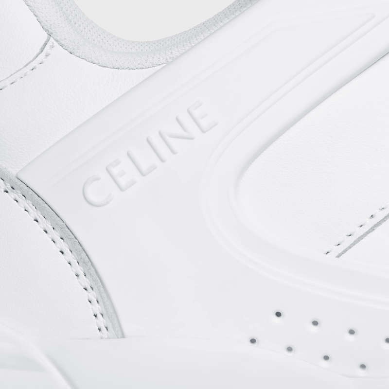 Optic White Celine C07 TRAINER LOW LACE-UP in CALFSKIN Sneakers | CL-591900